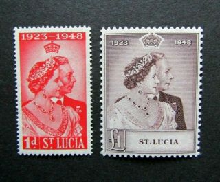 1948 St.  Lucia - Kgvi Royal Silver Wedding Stamps - Sg 144 & 145 - Mnh