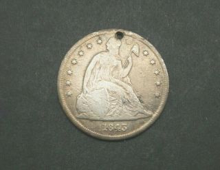 1843 - P Us Seated Dollar Silver With Hole M1892