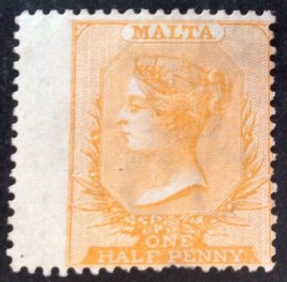Malta 1860 - 81 1/2d Orange Stamp Hinged