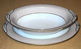 Oval Porcelain Serving Bowl W/ Underplate 2 - Noritake - 5527 Royal Pink