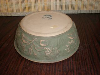 Red Wing Art Pottery Stoneware Green Brushware Bowl with Daisy Daisies 2