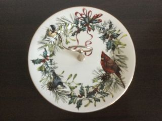 Lenox Winter Greetings Birds Serving Plate Tray 10.  75” Rimmed In Gold 1997