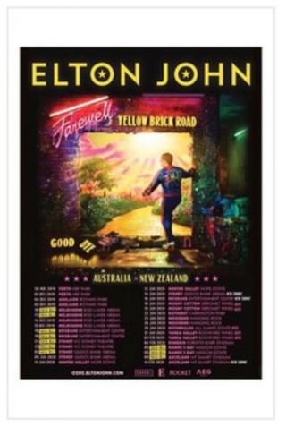 Elton John Farewell Australian & Zealand Tour Poster 2019 29 X 44 Cm