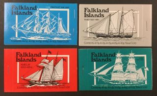 Falkland Islands “mail Ship” Complete Booklets,  4 Different Covers.  Cv $22.  40.