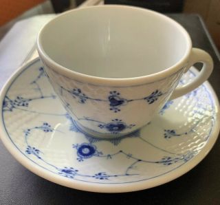 Bing & Grondahl Traditional Blue Fluted 1 Cup And Saucer Denmark Royal Copenh