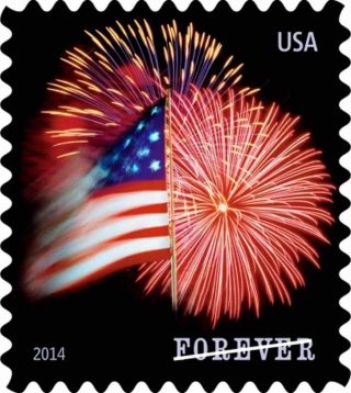 Usps 2 Roles Of Stamps 200 Forever Star - Spangled Banner Flag And Fireworks