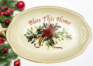 Lenox Winter Greetings Bless This Home Tray Plate Holiday Cardinal Christmas