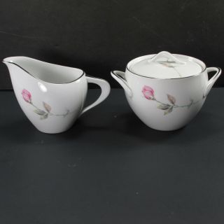 Style House Dawn Rose Creamer Sugar Bowls Lid Set Japan