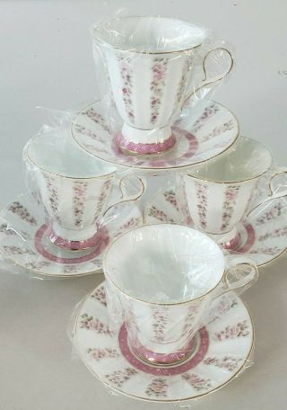 Fine China Tea Cup And Saucer Set 7oz Coffee Cup Set 4 Cups 4 Saucer Royal Born