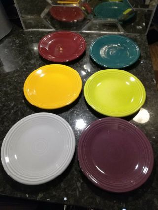 Fiestaware Salad Plate Fiesta Retired 7.  25” Small Plate,  Set Of 6 In Various