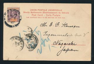 Straits Settlements.  1904.  Photo Postcard To Japan.