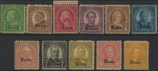 Us Stamps - Sc 658 Thru 668 - Kansas Overprints - Complete - Hinged (k - 220)