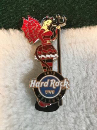 Hard Rock Cafe Pin Orlando Live Devil Girl In Red W Red Wings & Black Pitchfork