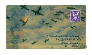 World War Two Hand Drawn Cover Envelope Philadelphia Pa Ct