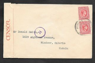 Jamaica - George Vi Censored Cover From Kingston To Windsor,  Ontario,  Canada.