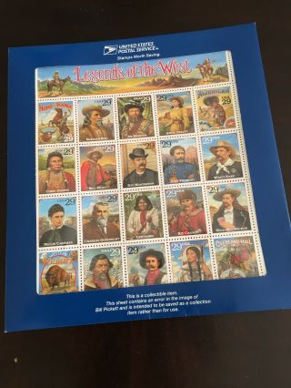 1994 Recalled Error Stamp Sheet 2870 Legends Of The West Bill Pickett -