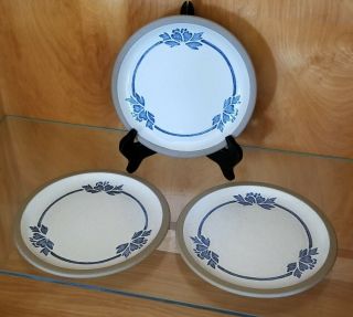 Set Of 3 Midwinter Stoneware Blue Print Bread & Butter 7 " Plates Made In England