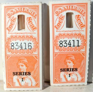 U.  S.  Internal Revenue,  Series I,  Lock Seal,  Bureau Engraving Printing,  Set Of 12