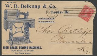 1895 Blue Advt W.  B.  Belknap & Co " Sewing Machines " Cover W/ Enclosure Bs1683