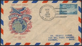 C20 " China Clipper " First Day Cover Cachet Nov.  22,  1935 Bs9792