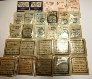 27 - Vintage Illinois Pocket Watch Mainsprings,  In Packages - New/old/stock