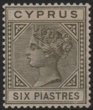 Cyprus: 1882 - Sg 21 - 6pi Olive - Grey Lightly Mounted - Cat £75 (27677)