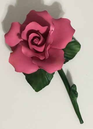Capodimonte Fabar Artistiche Porcelain Rose Dark Pink (rose) Flower Made Italy