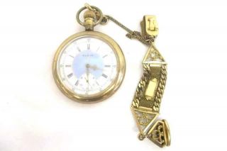 Antique 1900 Elgin Open - Faced Pocket Watch 15 Jewels Philadelphia Case