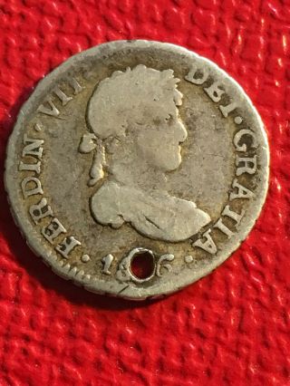 1816 - Jj Mexico 1/2 Real Silver (hole)