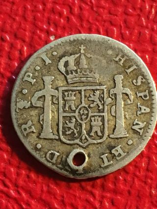 1816 - JJ Mexico 1/2 Real Silver (hole) 2