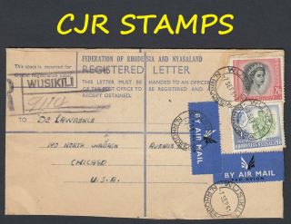 Rhodesia & Nyasaland 1961 Registered Stationery Cover - Wusikili To Usa