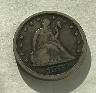 American Silver Half Dollar 1875 Seated Liberty Coin 50 Cents Usa Currency
