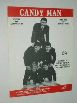 Brian Poole & The Tremeloes.  Uk Sheet Music.  " Candy Man "