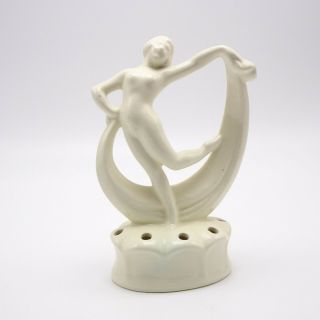 Art Deco Flower Frog Nude Woman Figure Scarf Dancer Figurine
