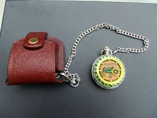 John Deere " Model A " Pocket Watch W/leather Case And S/s Chain,  Franklin