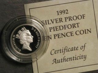 Great Britain 1992 10 Pence Piedfort Silver Choice Proof In Capsule W/cert.