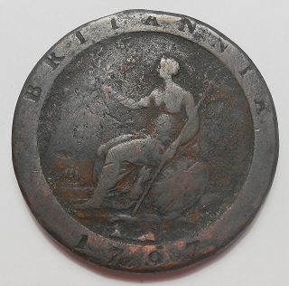 Great Britain 1797 Penny Vg Scarce Very Old George Iii Classic Uk Copper Coin