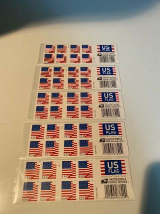 100 Usps Us Flag Forever Stamps.  5 X 20=100.  5 Books Of 20 = 100