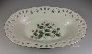 Royal Limited Holly Holiday Pierced Oval Relish Dish 8 " - Perfect