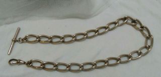 Antique Victorian Rose Rolled Gold Albert Pocket Watch Chain.  Signed.  53grms,