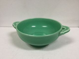 Vintage Fiesta Ware Green Cream Soup Bowl - Footed - 2 Handles - Htf
