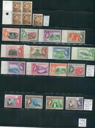 Weeda Dominica 142/160 1954 - 1957 Mnh Complete Set & Set Portions Cv $41.  25