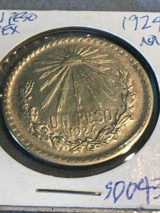 1924 Silver Mexico Mexican One Un Peso Coin (491)