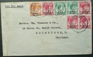 Bma Malaya 27 May 1947 Airmail Postal Cover From Port Swettenham To Scotland