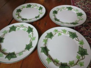 4 Vintage Franciscan Ivy Green Leaf 8 1/4 " Salad Snack Plates Very Good