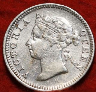 1889 Hong Kong 5 Cents Silver Foreign Coin