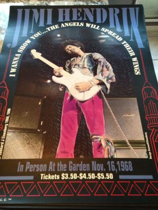 Purple Letters Jimi Hendrix Playing Guitar Concert Poster 18 " X 24.  5 " 1996