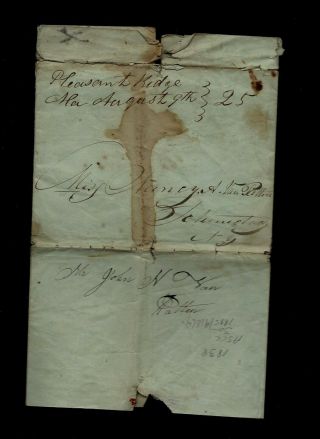 1838 Pleasant Ridge,  Alabama Stampless Pioneer Letter To Schenectady,  York