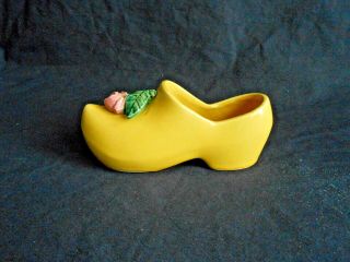 Vintage Mccoy Art Pottery Yellow Dutch Shoe Planter Circa 1950 