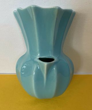 Vintage California Pottery Turquoise Wall Pocket Vase Blue